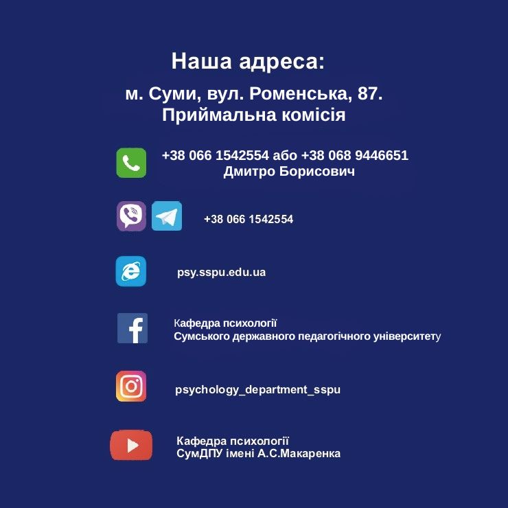 Кафедра психології Сумського державного педагогічного університету 1